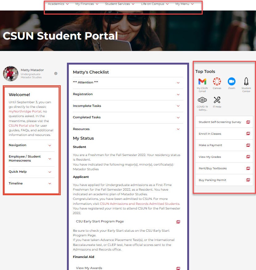 CSUN Portal Student View California State University, Northridge